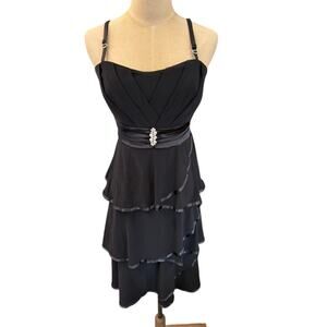 "DEB" VTG. Sexy Black Dress SZ 1XL Babydoll‎ Layered Ruffles Dark Fairy Vampire